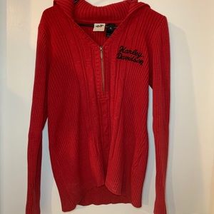 Red Knit XL Sweater with Zipper up neck